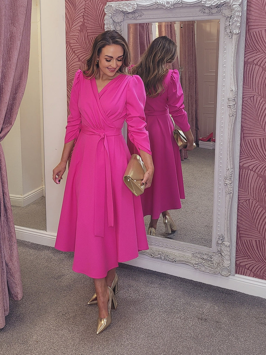 パーティードレス Pink Monaco Wrap Dress ドレスプラス DRESS+ パーティードレス フォーマルワンピース