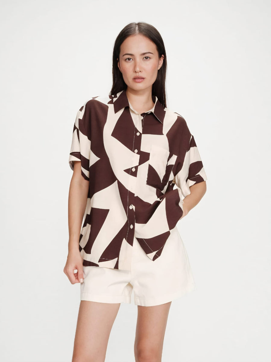 Veil Shirt Chocolate Print – LizCollinsBoutique