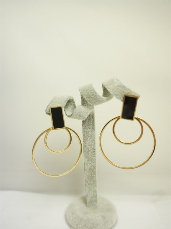 Gold multi disc earrings black