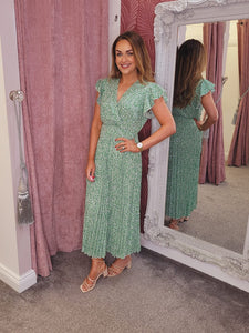 Wendy Dress Green and Navy print