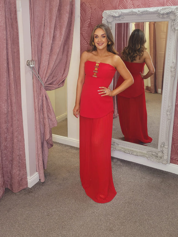 amber red dress Amber Red Corset Formal Maxi Dress - US 10