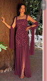 Allegra Dress Wine Print
