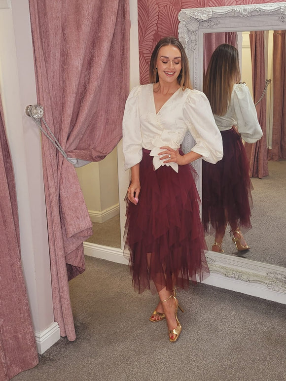 Kiki Tulle Skirt Burgundy