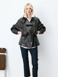 Auburn Faux Leather Jacket Brown