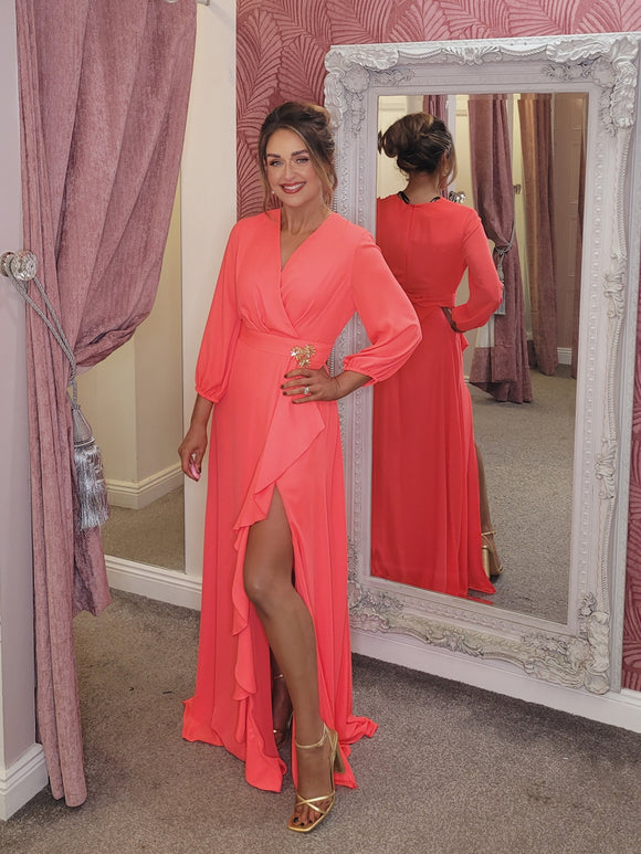 Audrina Dress coral