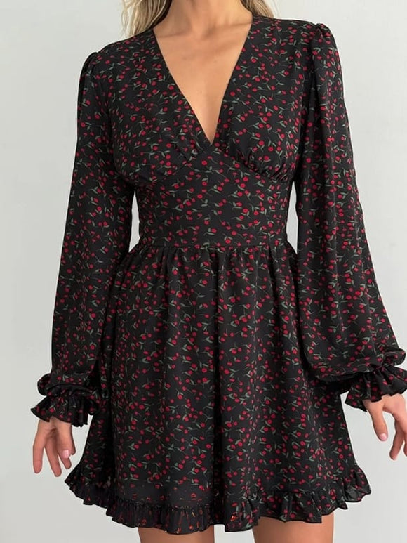 Poppy Dress Black/print