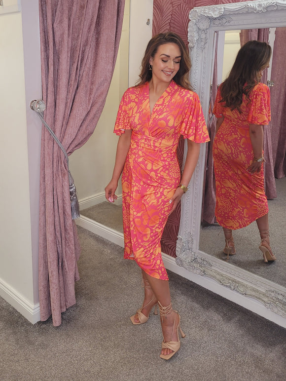 Tara Dress orange/pink print
