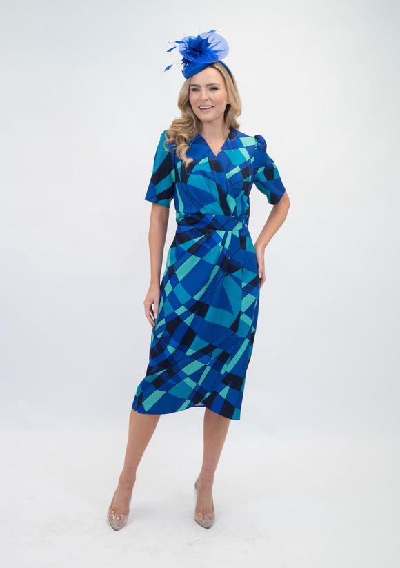 Toya Dress Geo Blue