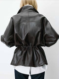 Auburn Faux Leather Jacket Brown