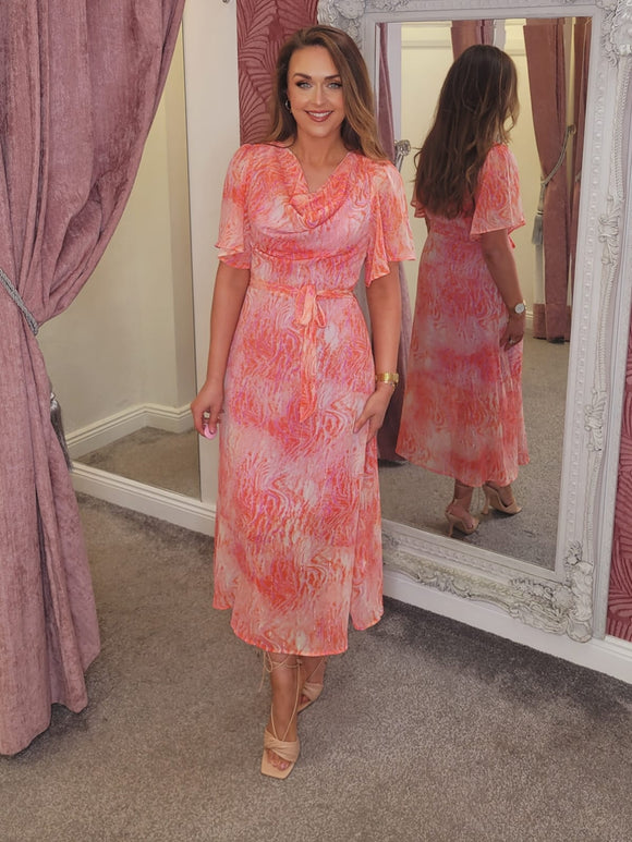 Mimi Cowl Dress Pink Multi