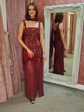 Allegra Dress Wine Print